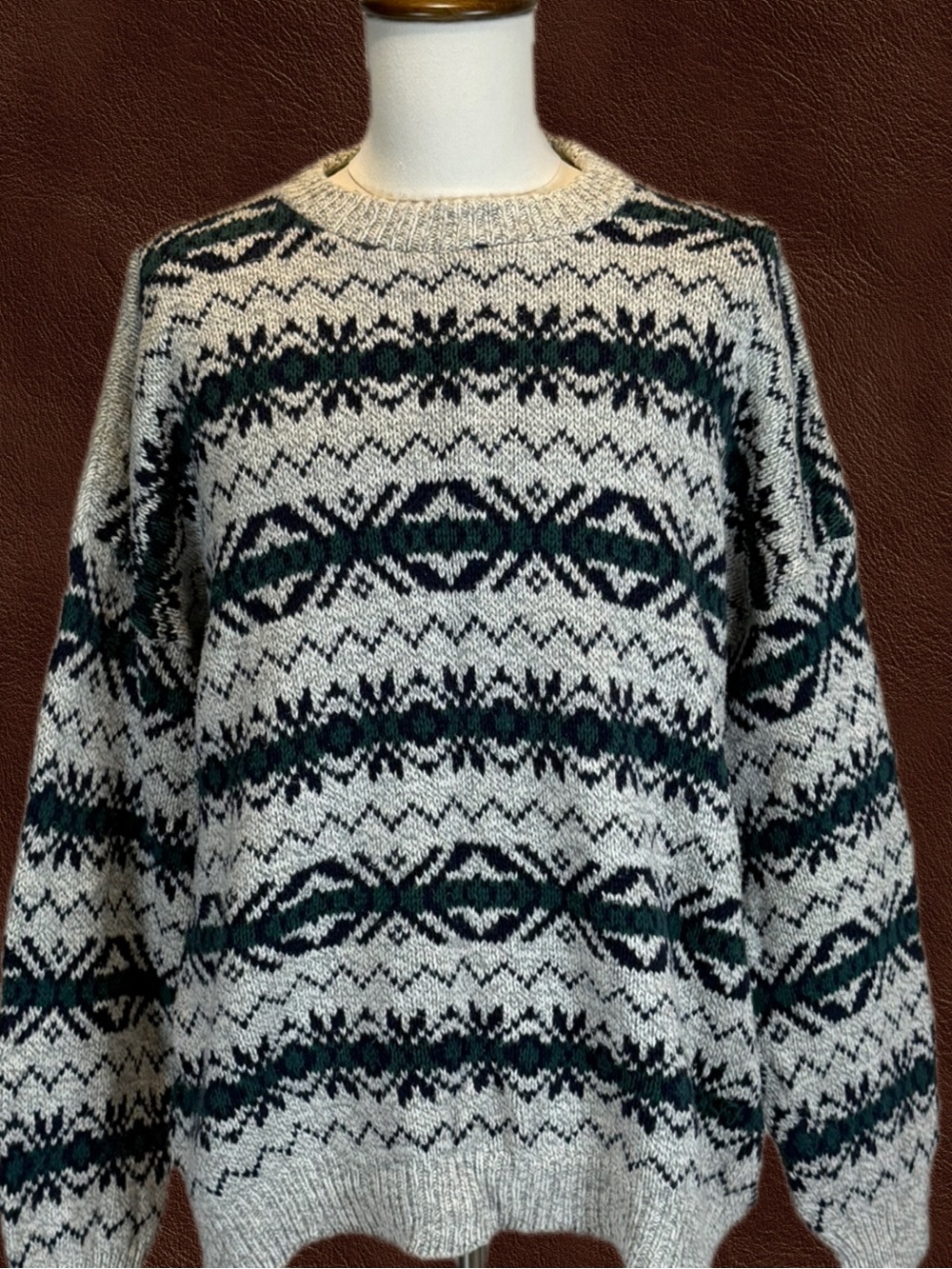 VINTAGE 90s Field Master knit sweater mens fair isle ski lodge earthy cotton xxl